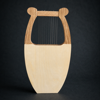 Back view of the handmade David’s Harp 10-string wooden lyre
